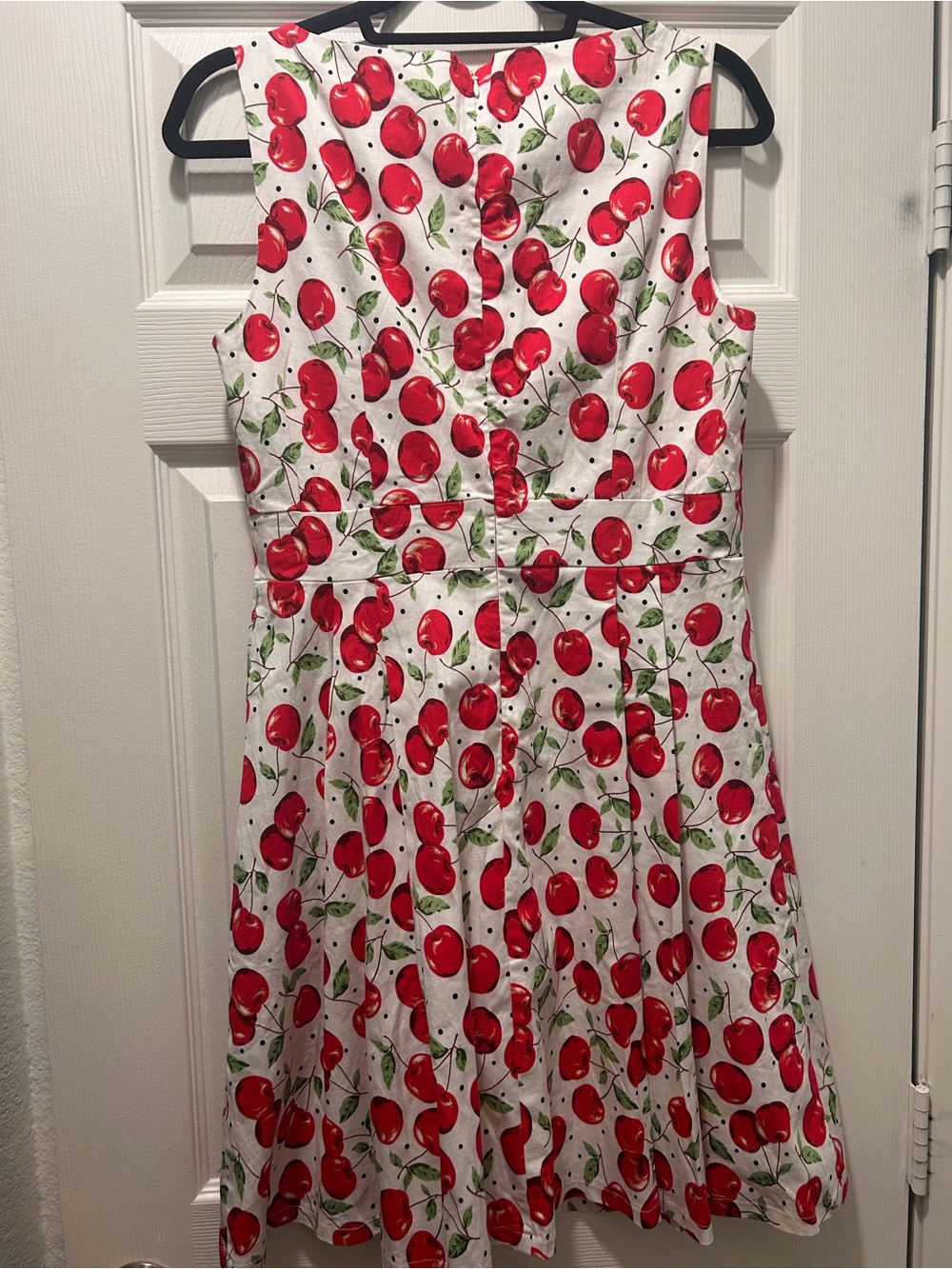 🍒☀️🍒Melissa White Midi Red Cherry Print Dress 🍒☀️🍒 - Picture 12 of 12